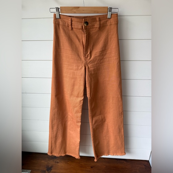 Billabong Pants - Billabong free fall wide-leg frayed pants burnt orange size 25